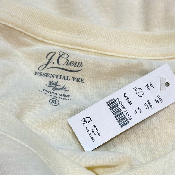 J. Crew Broken-in Jersey Twist-front long-sleeve t-shirt in Ivory,  sz XL NWT - Picture 7 of 7